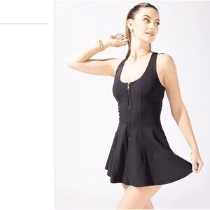 Popflex Matchpoint Workout Dress w Zipper Black Small
